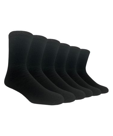 Crew Socks for Diabetics Loose Fit Top Circulator Non-Binding Neuropathy 9-11 Black
