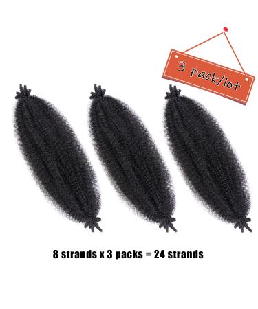 IXIMII 3 Pack Springy Afro Twist Hair 16 Inch - Pre-Separated Kinky Marley Twist Braiding Hair for Spring & Bomb Twists - Soft Synthetic Crochet Extensions in Natural Black Color 1B - Buy Online on GoSupps.com