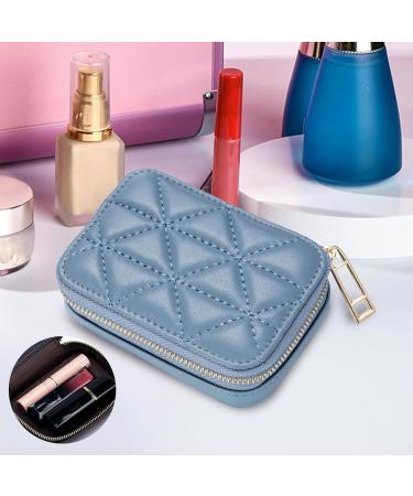 Blue Lipstick Case with Mirror - Travel Makeup Bag & Purse Holder Gift for Women | Ideal for New Year & Holidays - Buy Online on GoSupps.com