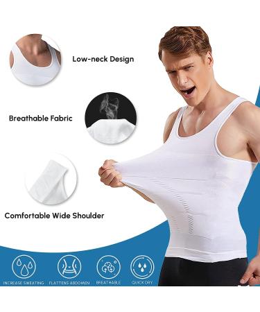 Aptoco Men's Compression Slimming Body Shaper Tank Top - White (Large) - Buy Online on GoSupps.com