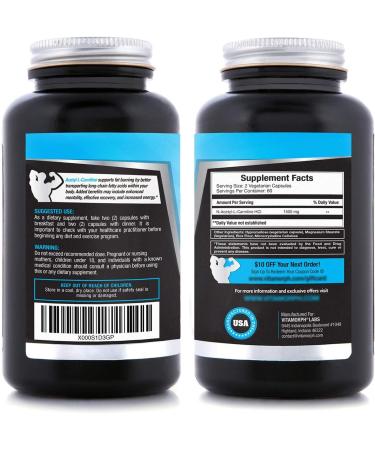 Carnitine 1500 - Maximum Strength Acetyl L-Carnitine Supplement for Energy, Memory, Focus & Weight Loss - 120 Vegetarian Capsules - Buy Online on GoSupps.com