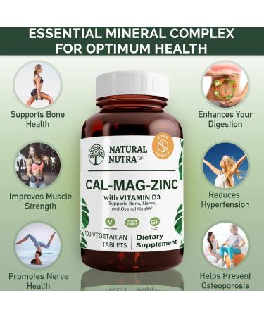 Natural Nutra Calcium Magnesium Zinc Supplement with Vitamin D3 - 100 Count, Gluten & Sugar Free Essential Mineral Complex for Bone Strength & Health - Buy Online on GoSupps.com
