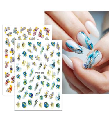 JMEOWIO Marble French Tip Nail Art Stickers - 10 Sheets | Self-Adhesive Decals for Colorful Marble Line Nail Designs - Buy Online on GoSupps.com