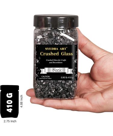 Syedra High Luster Crushed Glass Chips 410G (Black) for Crafts & Glitter - 3-6mm - Buy Online on GoSupps.com