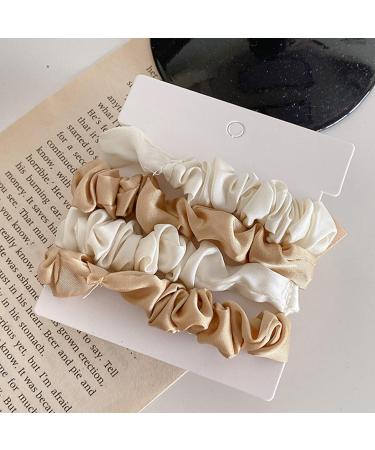 Buy Olakin Silk Hair Ties | 4-Piece Women's Ponytail Holder | Elegant Silk Hair Jewelry in White & Gold | Soft Elastic Hair Rings for Girls - Buy Online on GoSupps.com