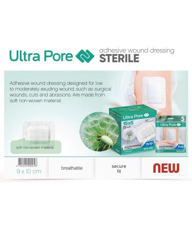 Medrull Ultra Pore Sterile Wound Dressing - Strong Adhesive 9x10 cm (5 Pack) for Cuts & Scratches - Individually Packaged - Buy Online on GoSupps.com