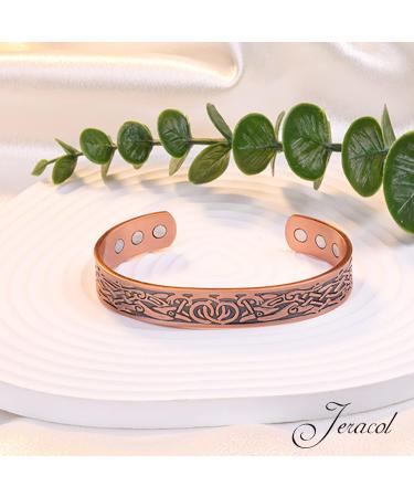 Jeracol Copper Magnetic Bracelet for Men and Women - Adjustable Cuff Bangle with 6 Strong Magnets - Gift Box Included - Buy Online on GoSupps.com