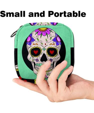 Portable Women's Binding-Up Bags | Menstrual Cup Pocket & Pads for Teens | Stylish Skull Design - Buy Online on GoSupps.com