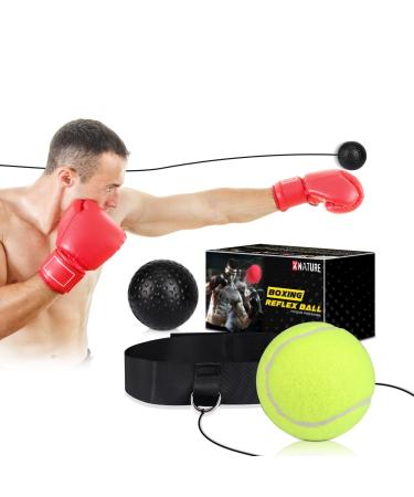 Boxing Reflex Ball, Improving Reaction Speed and Hand-Eye Coordination Training Boxing Equipment for Training at Home, 2 React Reflex Ball with Adjustable Headband Great for MMA Equipment, Boxing