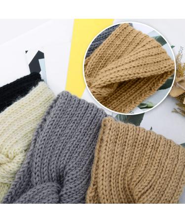 4 Pieces Ladies Winter Knitted Headbands - Crochet Elastic Ear Warmers Hair Accessories - Buy Online on GoSupps.com