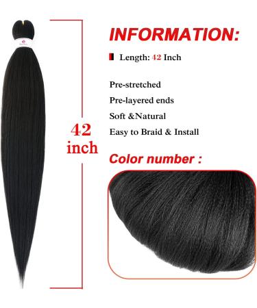 Beyond Beauty 8 Packs Black Pre Stretched Braiding Hair Synthetic Yaki EZ Braiding Coi Leray Braids Knotless Braiding Hair Extensions Pre Stretched Hot Water Setting Crochet Braids 42Inch(#1B) 8Packs-42Inch #1B - Buy Online on GoSupps.com
