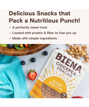 BIENA Honey Roasted Chickpea Snacks | Gluten Free, Dairy Free, Vegetarian | 5oz (Pack of 8) - Buy Online on GoSupps.com