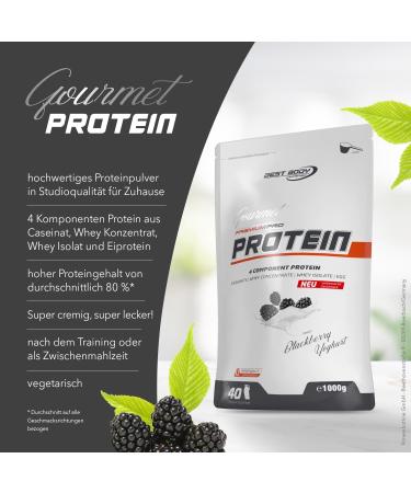 Buy Best Body Nutrition Gourmet Premium Pro Protein Shake - Blackberry Yoghurt 1 kg | 4-Component Protein: Caseinat Whey Concentrate Whey Isolate & Egg - International Shipping Available - Buy Online on GoSupps.com