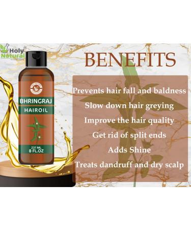 Bhringraj Hair Oil - 8 fl oz (237ml) | Enriched with Amalaki, Gotu Kola, Castor, Hibiscus, Rosemary & Coconut Oil | Scalp Care & Hair Nourishment - Buy Online on GoSupps.com