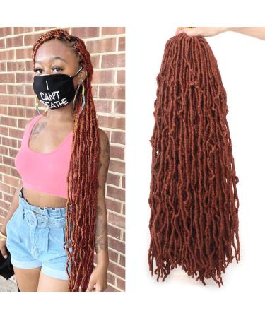 ZRQ 24 Inch New Faux Locs Crochet Hair 6 Packs Ginger Soft Locs Pre-looped Goddess Locs Curly Wavy 350 Crochet Locs Hair Synthetic Copper Red Locs Afro Roots Dreadlocks Hair Extensions 350