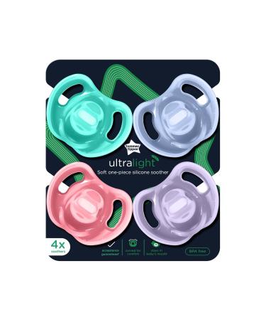 Tommee Tippee Ultra-Light Silicone Pacifier | BPA-Free 18-36m | Symmetrical One-Piece Design | 4 Pack Red Purple Blue - International Shipping Available - Buy Online on GoSupps.com