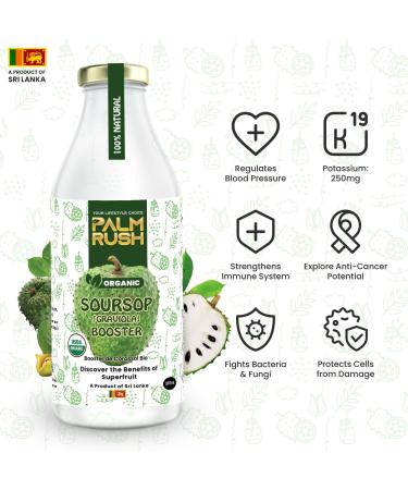 PALM RUSH Organic Soursop (Graviola) Booster - 100% Natural USDA Certified Organic Non-GMO Gluten-Free Rich in Vitamin C Vegan (370ml - Pack of 6) 370 ml (Pack of 6) - Buy Online on GoSupps.com