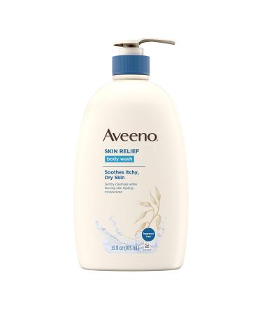 Aveeno Skin Relief Fragrance-Free Body Wash with Oat to Soothe Dry Itchy Skin  Gentle  Soap-Free & Dye-Free for Sensitive Skin  33 fl. oz