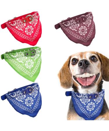 KQNM 4PCs Dog Half Pet triangle Libben dog hill cloth dog collar with cloth Neckuch collar for pets cats bandana neckerchief dog for small and medium -sized (4 colors) (m)