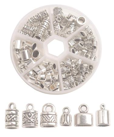ChangJin One Box of 100PCS Antiqued Silver Metal Cord End Caps for Leather Art