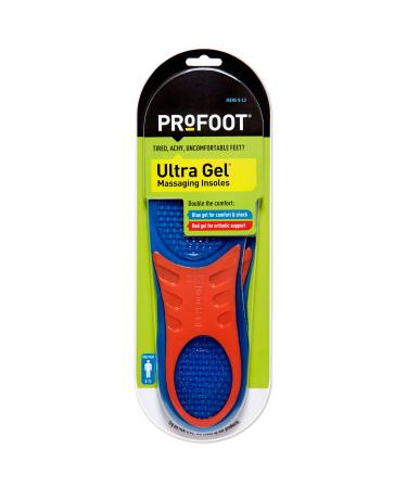 PROFOOT Ultra Gel Massaging Insoles Men's Size 8-13 1 Pair Gel Inserts for Heel & Arch Support & Comfort Helps Relieve Foot Pain