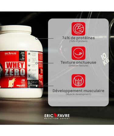  ERIC FAVRE WHEY ZERO +74% Whey Protein Concentrated Low Sugar Muscle Building/Recovery - French Laboratory Eric Favre - Cookie Cream 2 kg - Buy Online on GoSupps.com
