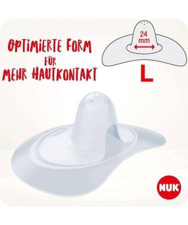 Nuk Stillh tchen - Soft Silicone Breast Shields for Breastfeeding | Size L (24mm) | Protects Nipple Wounds | Includes Protective Can | 2-Pack - Buy Online on GoSupps.com