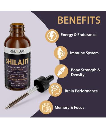 Shilajit Resin Organic Liquid Supplement Shilajit Himalayan Organic Liquid Vitamins for Women and Men 85+ Trace Minerals Alternative to Resin & Capsules Energy & Immune Function Vegan 60 ml 2 Fl Oz (Pack of 1) - Buy Online on GoSupps.com