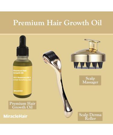 Premium Hair Growth Oil + Scalp Derma Roller & Massager | UK Brand | Rosemary, Castor, Peppermint, Ginger, Tea Tree & Lavender Oil | Hair Growth, Thickening & Loss Prevention | 30ml - Buy Online on GoSupps.com