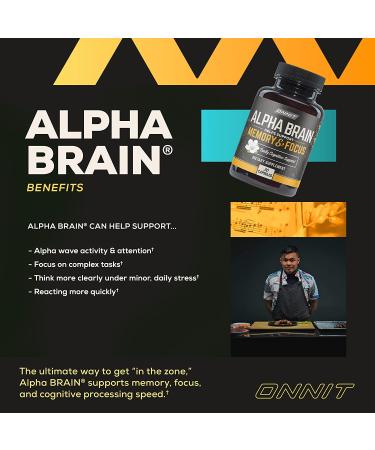 Onnit Alpha Brain Nootropic Supplement - 30 Count Capsules for Men & Women - Caffeine-Free Focus and Memory Support - Brain Booster with Cat's Claw, Bacopa, Oat Straw - Buy Online on GoSupps.com