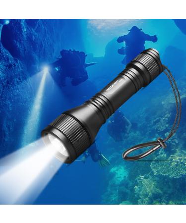ORCATORCH D550 Dive Light 1000 Lumens Scuba Diving Flashlight 3 Modes IP68 Waterproof Underwater Lights Night Dive Submarine Torch for Outdoor Exploration Under Water Sports