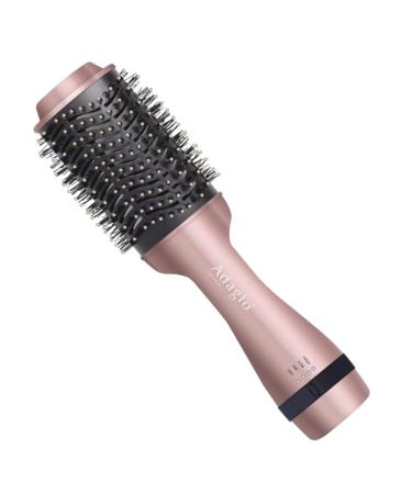 Adagio California Blowout Brush: 2-in-1 Hot Air Brush Styler and Dryer - Negative Ion Round Brush - Hair Dryer Brush with Straightener Function - Hair Styling Tools for Women… (3-inch, Rose Gold) 3-inch Rose Gold