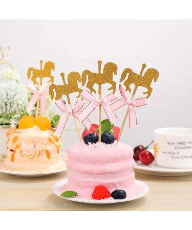 TOYANDONA Lovely Carousel Horse Cupcake Toppers Cake Picks for Kids Birthday Wedding Baby Shower Party Cake Decoration 20 Pieces - Buy Online on GoSupps.com