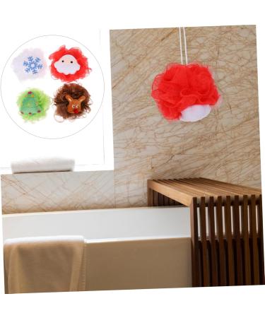 Angoily 4pcs Bath Flower Puff - Travel Loofah & Body Scrub Sponge Set for Festive Showers - Perfect Christmas Travel Accessories - Buy Online on GoSupps.com