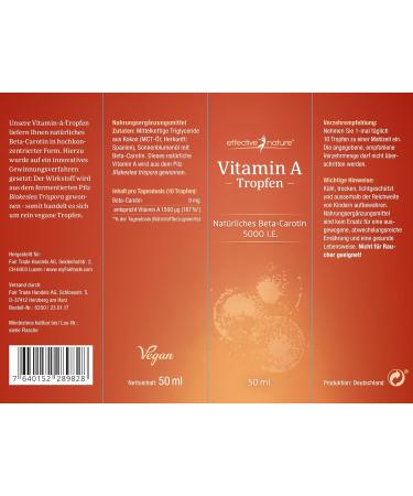 Buy High-Dose Vitamin A Drops (50ml) - 5000 I.E. Retinol & Vegan - MCT Coconut Oil - International Shipping - Buy Online on GoSupps.com