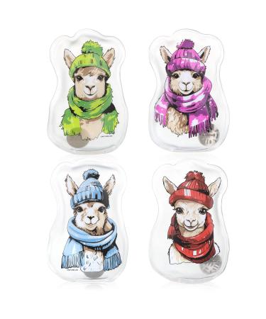 Com -Four pocket warmer reusable - hand warmer with great motifs for children - heat pad for cold days and for on the go - heating pillow 04 pieces -Lama colorful