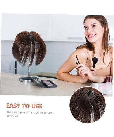 DOITOOL Piece Wig Hair Volume Cover Bangs Hair Extensions Brown Hair Topper Flat Bangs Clip on Brown Hair Bangs Clip on Fake Bangs Clip Chemical Fiber No Trace Middle Aged Tassel - Buy Online on GoSupps.com