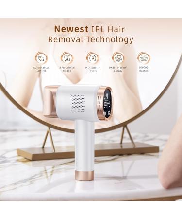 AMINZER IPL Hair Removal Device - 9 Energy Levels - 3 Functions - 999,900 Light Pulses - Permanent Painless Laser Hair Removal for Men and Women - Face, Armpits, Legs, Body - C-White - Buy Online on GoSupps.com