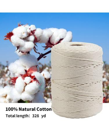 4mm x 328 yd Macrame Cord - 100% Natural Cotton Soft Rope for Plant Hanger & Wall Hanging - Beige Yellow - Buy Online on GoSupps.com