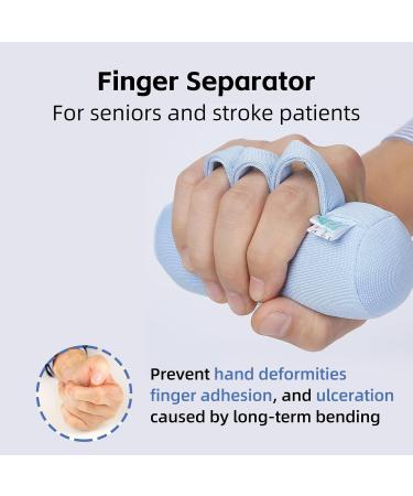 Palm Grip Finger Contracture Cushion - Soft Finger Splitter Aid for Stroke Recovery & Ulcer Prevention in Elderly - Hand Rehabilitation (Blue - Buy Online on GoSupps.com