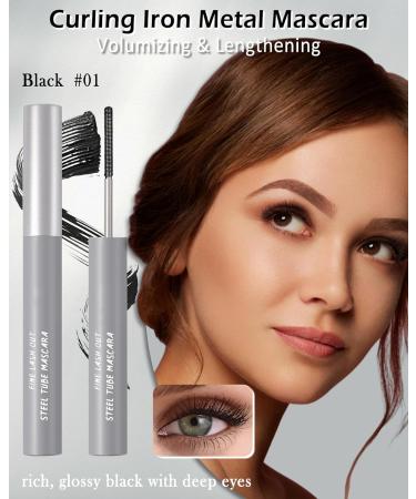 Washable Metal Rod 3D Mascara-1Pcs Waterproof Black Tubing Mascara Volume and Length Long Lasting Smudge-proof Curling Eyelash Iron Brush Wand Mascara Christmas Makeup Gift for Women-01Black 1pcs Black - Buy Online on GoSupps.com