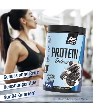 All Stars Protein Deluxe Can 400g - Cookies & Cream | Premium Protein Powder for Muscle Building & Weight Management - Buy Online on GoSupps.com