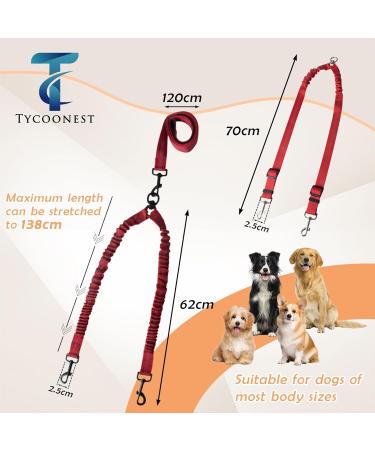 Tycoonest 2 PCS Double Dog Leash for Walking 2 Dogs Adjustable Double Dog Lead Coupler No Tangle 360 Swivel Rotation Dual Strong Lead for Puppy Small Medium Large dog Red - Buy Online on GoSupps.com