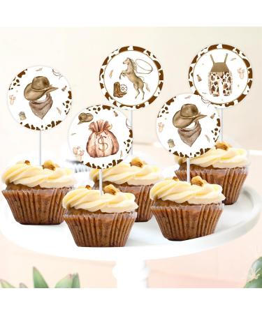 24 Pieces Cowboy Cupcake Toppers Brown Hats Scarf Boots Horseshoes Rompers Cupcake Picks My First Rodeo Western Theme Baby Shower Birthday Party Cake Decoration Supplies - Buy Online on GoSupps.com