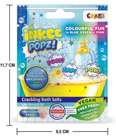 Inkee Popz 24er Set | Colorful Crackling Bath Salt for Kids - 24x 15g Bags with Almond Oil & Popcorn Aroma - Buy Online on GoSupps.com