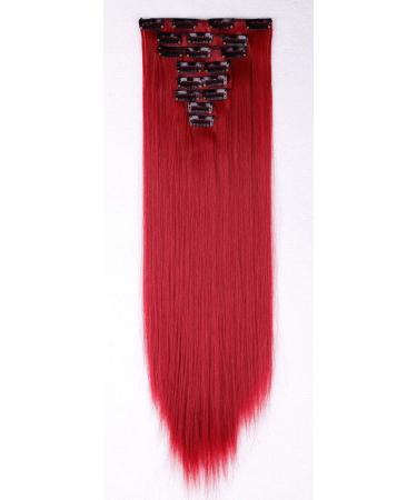 S-noilite clip in extensions hair extension smooth 8 partial set 18 clips 8PCs full of heads like real hair 66cm dark red 66 cm dark red