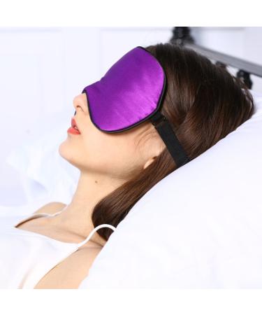 Soothing Silk Sleep Mask - Adjustable Head Strap, Deep Rest Eye Mask for Sleeping, Travel, Shift Work & Meditation - Purple - Buy Online on GoSupps.com
