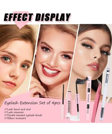 Qiveaory Lash Bond and Seal Kit 4 Pcs DIY Lash Extension with Waterproof Lashe Cluster Glue 72h Hold and Seal Lash Remover Tweezers Portable Eyelash Brush with Cap for Eyelash Extensions Beginners - Buy Online on GoSupps.com