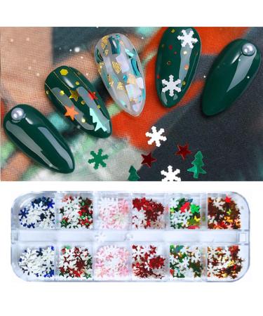 Ebanku Christmas Snowflake Nail Sequin Glitter - 3D Confetti for Nail Art Decoration | Holiday Party Essentials - Buy Online on GoSupps.com