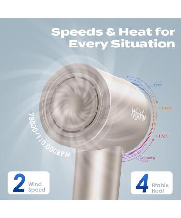 1500W Ionic Hair Dryer for Curly Hair | High Speed Low Noise 3 Attachments | Gold Metallic Blow Dryer - Buy Online on GoSupps.com